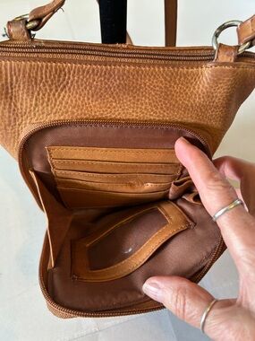 FOSSIL WHISKEY SADDLE LEATHER CROSSBODY SHOULDER ORGANIZER BAG